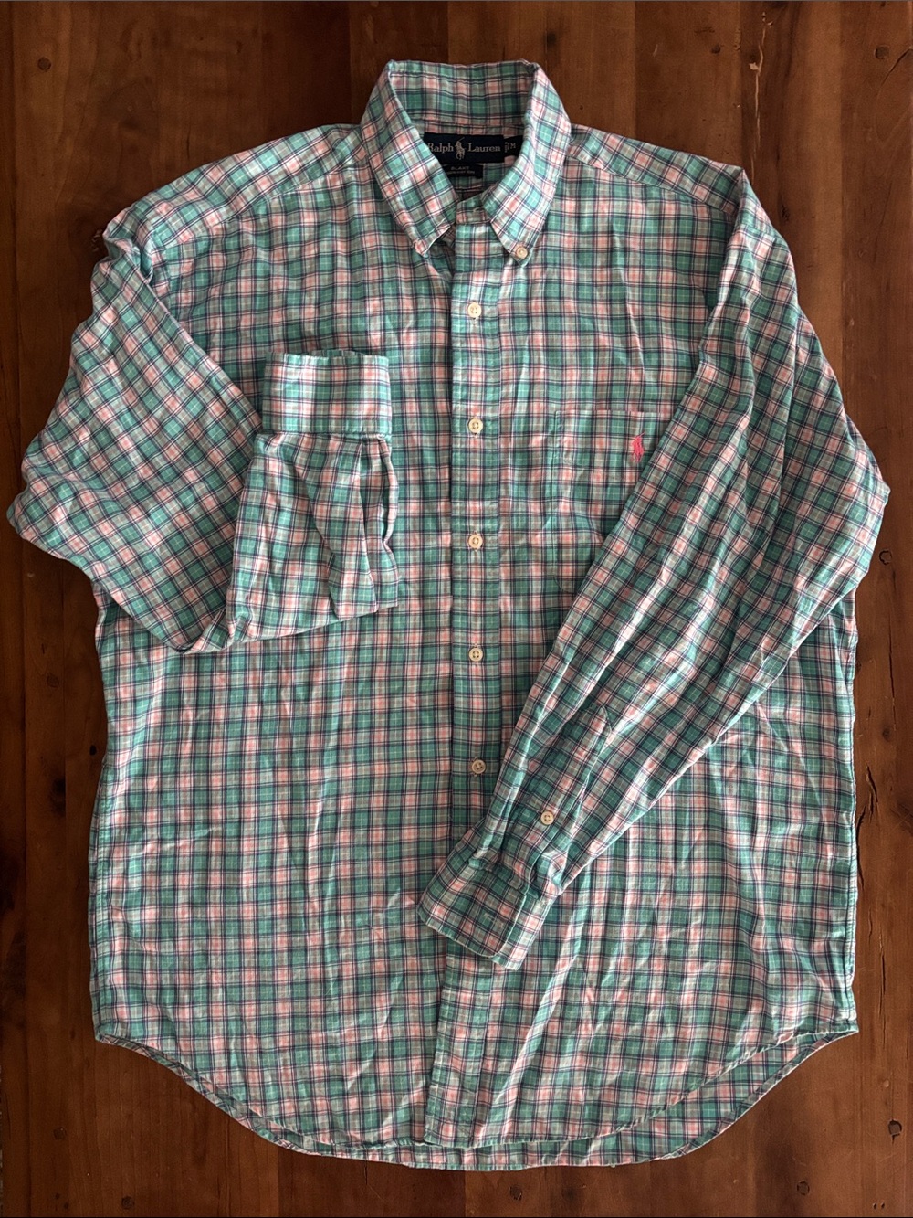 Ralph Lauren Pink & Green Plaid Long-Sleeve Button-Down Shirt